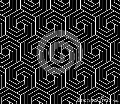 Vector seamless swirl hexagon pattern. Modern stylish thin linear texture Stock Photo