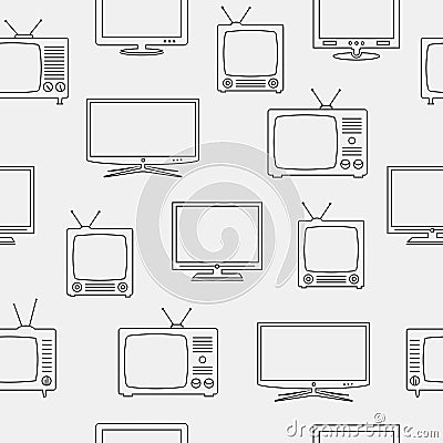 Vector seamless television pattern Vector Illustration