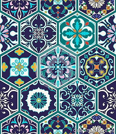 Vector seamless texture. Beautiful mega patchwork pattern for design and fashion with decorative elements Vector Illustration