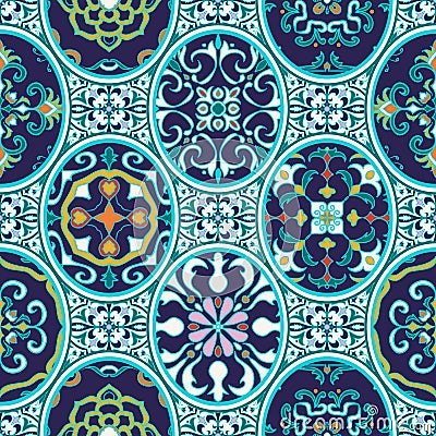 Vector seamless texture. Beautiful patchwork pattern for design and fashion with decorative elements Vector Illustration