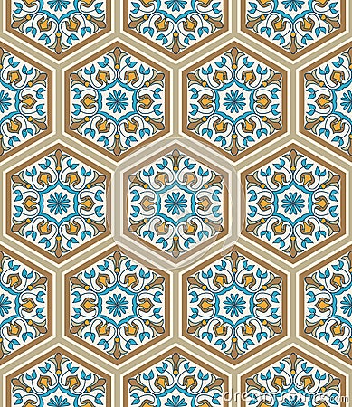 Vector seamless texture. Beautiful pattern for design and fashion with decorative hexagon elements Vector Illustration
