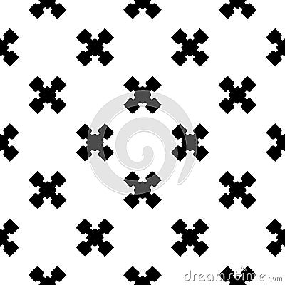 Vector seamless texture, black crosses on white backdrop Vector Illustration