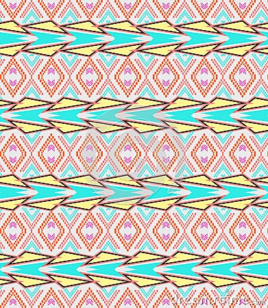 Vector seamless texture. Ethnic tribal geometric pattern. Electro boho color trend Vector Illustration