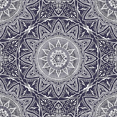 Vector seamless texture with floral mandala in indian style Vector Illustration