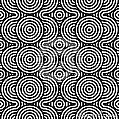 Vector abstract seamless pattern.Modern geometric background.Repeated monochrome pattern with concentric circles background orname Stock Photo