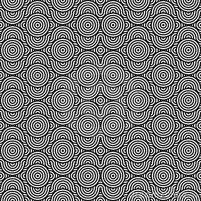 Vector abstract seamless pattern.Modern geometric background.Repeated monochrome pattern with concentric circles background orname Stock Photo