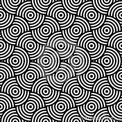 Vector abstract seamless pattern.Modern geometric background.Repeated monochrome pattern with concentric circles background orname Stock Photo