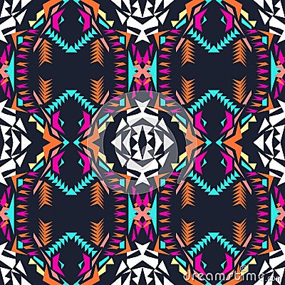 Vector seamless texture. Tribal geometric pattern. Electro boho color trend. Aztec ornamental style Vector Illustration