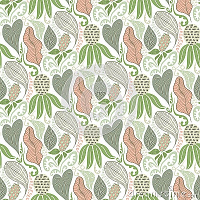 Vector Seamless Tough Pattern with Flowers Vector Illustration