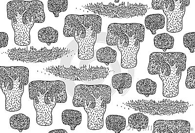 Vector seamless trees pattern. Vector Illustration