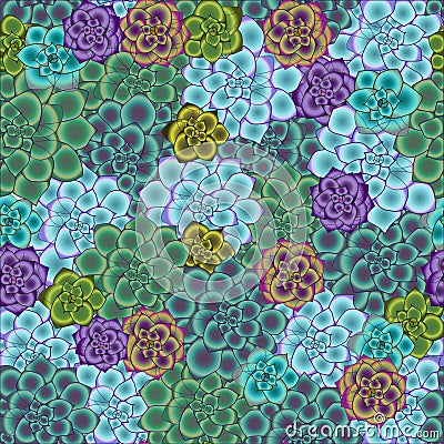 Vector seamless trendy pattern with succulents. Vector Illustration