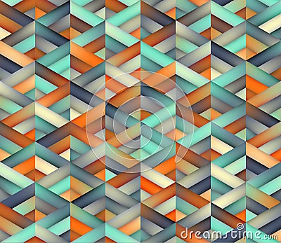 Vector Seamless Triangle Grid Teal Orange Color Shades Gradient Geometric Pattern Vector Illustration