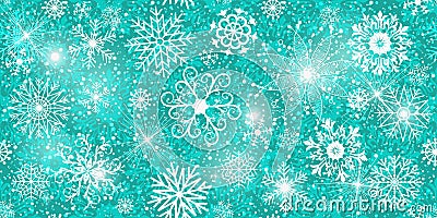 Vector seamless turquoise winter pattern with vintage snowflakes i Vector Illustration