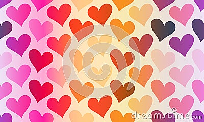 Vector seamless valentines pattern with rainbow hearts in doodle style Vector Illustration