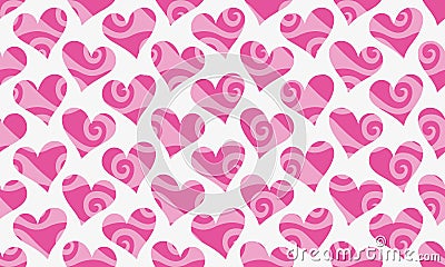 Vector seamless valentines pattern with rose hearts iwith curls Vector Illustration