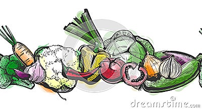 Vector seamless vegetables stripe Vector Illustration