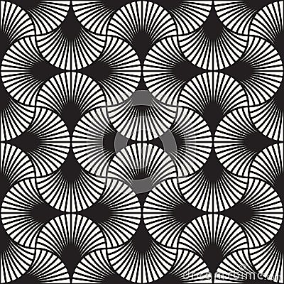 Vector seamless vintage pattern of overlapping arcs in art deco style. Modern stylish abstract texture. Repeating geometric tiles Stock Photo