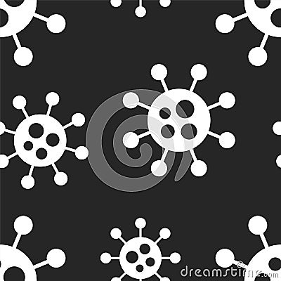 Vector seamless virus pattern. Cartoon black and white cell design. Artistic endless bacteria background. Coronavirus Vector Illustration