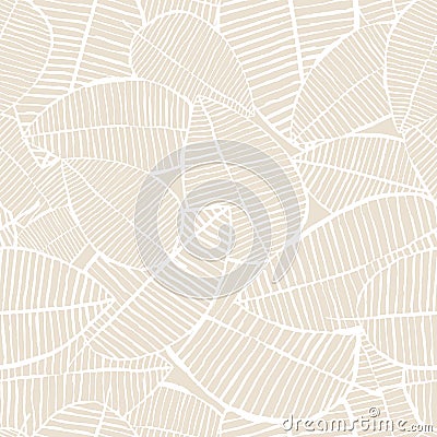 Vector seamless watercolor leaves pattern. Beige and white spring background. Floral design for fashion textile print. Vector Illustration