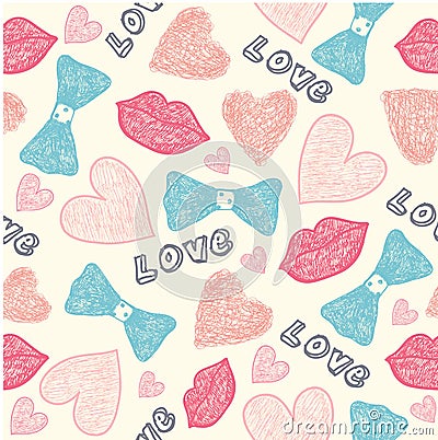 Vector seamless wedding, valentine hipster hand Vector Illustration