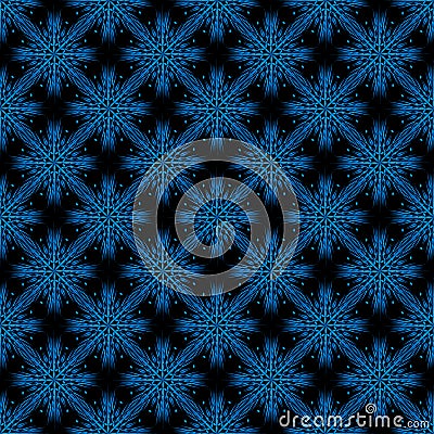 Seamless Winter Pattern Background with blue Snowflakes on Black Background. Can be used for textile, parer, scrapbooking, Cartoon Illustration