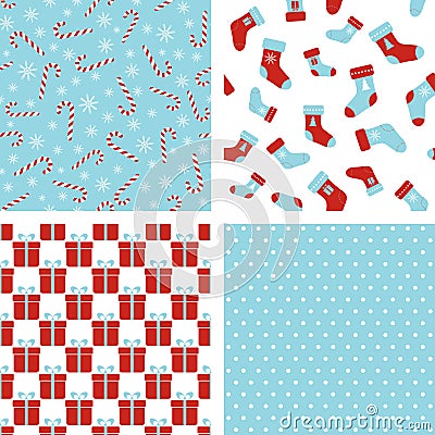 Vector seamless winter patterns. Christmas backgrounds Vector Illustration