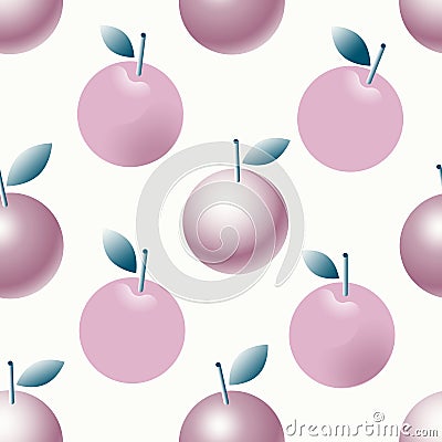 Vector seamlesss pattern with apples and leaves. Modern fruit il Stock Photo