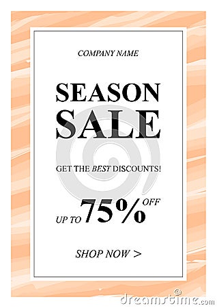 Vector Season Sale banner with watercolor background Vector Illustration