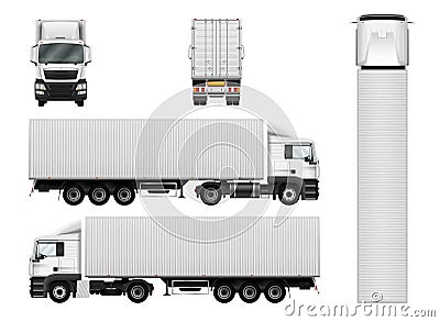 Vector semi truck template with cargo container. Truck trailer i Vector Illustration