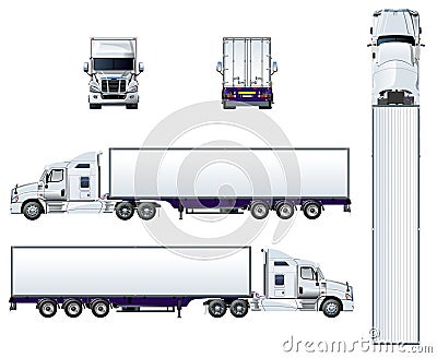 Vector semi truck template isolated on white Vector Illustration