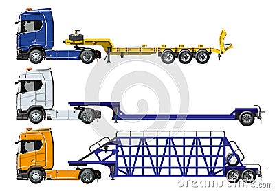 Vector semi trucks set isolated on white Vector Illustration