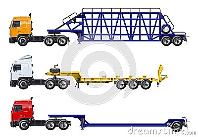 Vector semi trucks set isolated on white Vector Illustration