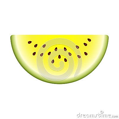 Vector semicircle slice yellow watermelon. Cute Vector illustration gradient fill isolated on white background, cartoon logo and Cartoon Illustration