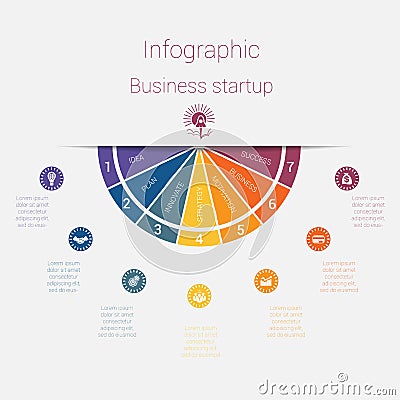 Vector semicircle template infographics startup business concept Vector Illustration