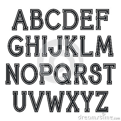 Vector serif font with contour Vector Illustration