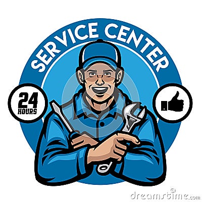 Service center worker badge Vector Illustration