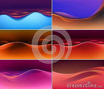 Vector Set of Abstract Colorful Multicolored Wave Backgrounds Vector Illustration