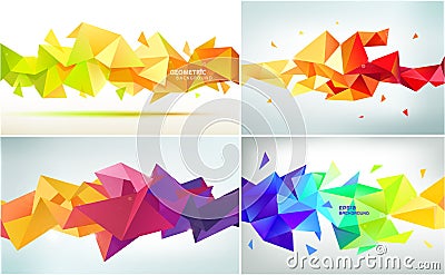 Vector set of abstract geometric facet shapes. Use for banners, web, brochure, ad, poster, etc. Low poly modern style Vector Illustration