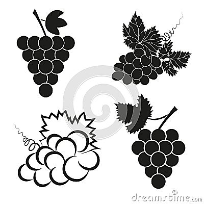 Vector set of abstract grapes black icons. Vector Illustration