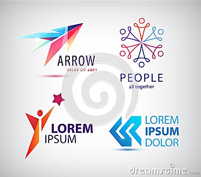 Vector set of abstract logo design, arrow Vector Illustration