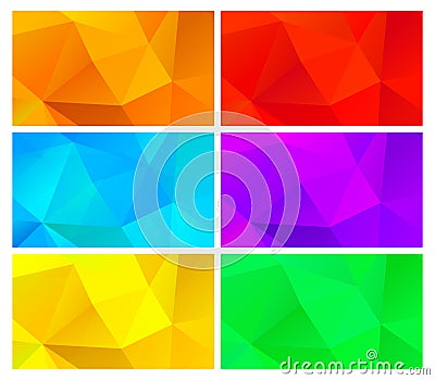 Vector set of abstract polygonal backgrounds yellow orange blue Vector Illustration