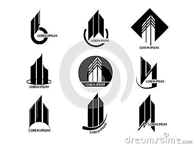 Vector set of abstract real estate building tower logo on white background Vector Illustration