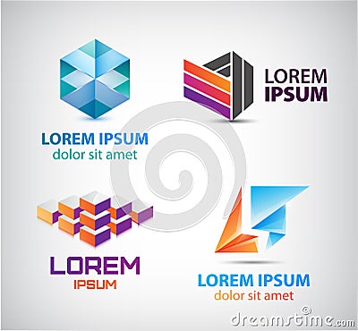 Vector set of abstract shapes, logos, icons isolated. Vector Illustration