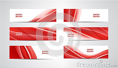 Vector set of abstract silk wavy headers, red banners. Use for web site, ad, brochure, flyer. Vector Illustration