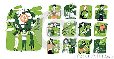 Vector Set of Actions to protect environment Vector Illustration