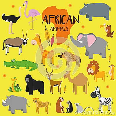 Vector set African animals. Vector Illustration