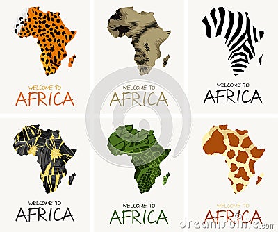 Vector set with african textures map illustration Vector Illustration
