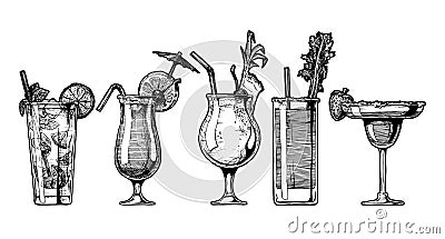 Vector set of alcohol cocktail Vector Illustration