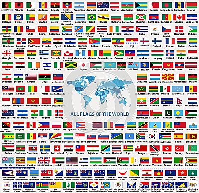 vector set of all world countries flags sovereign states, dependent, overseas territories and other areas,-total of 232 flags Vector Illustration