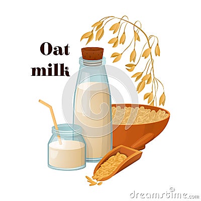 Vector set of alternative milk and its composition Vector Illustration